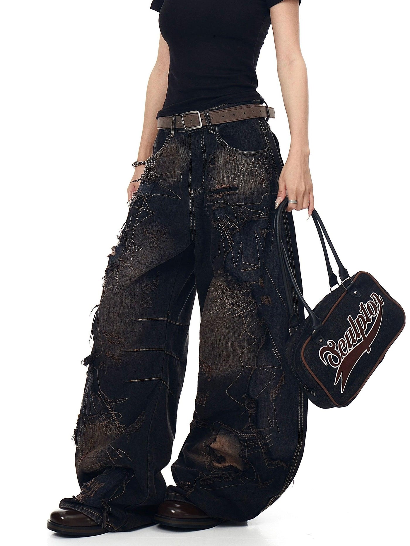 Grunge Multiple Stitches Jeans