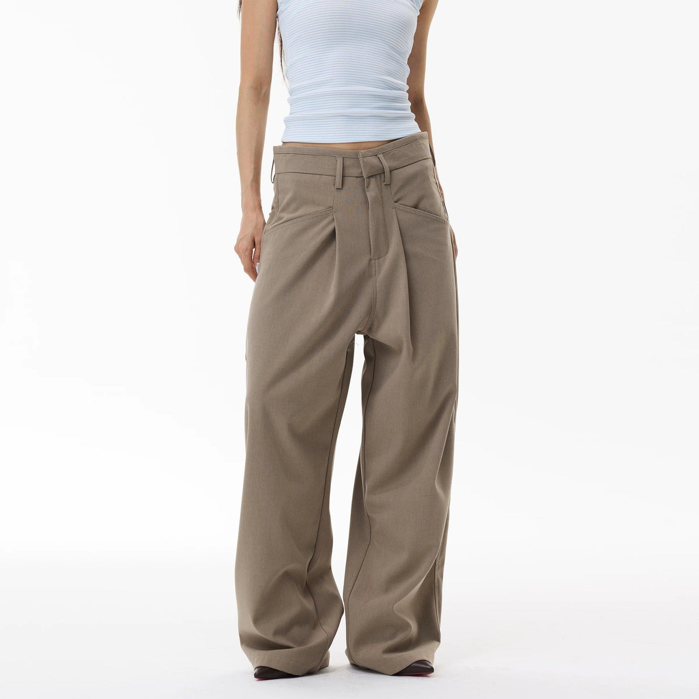 Structured Wool Blend Trousers