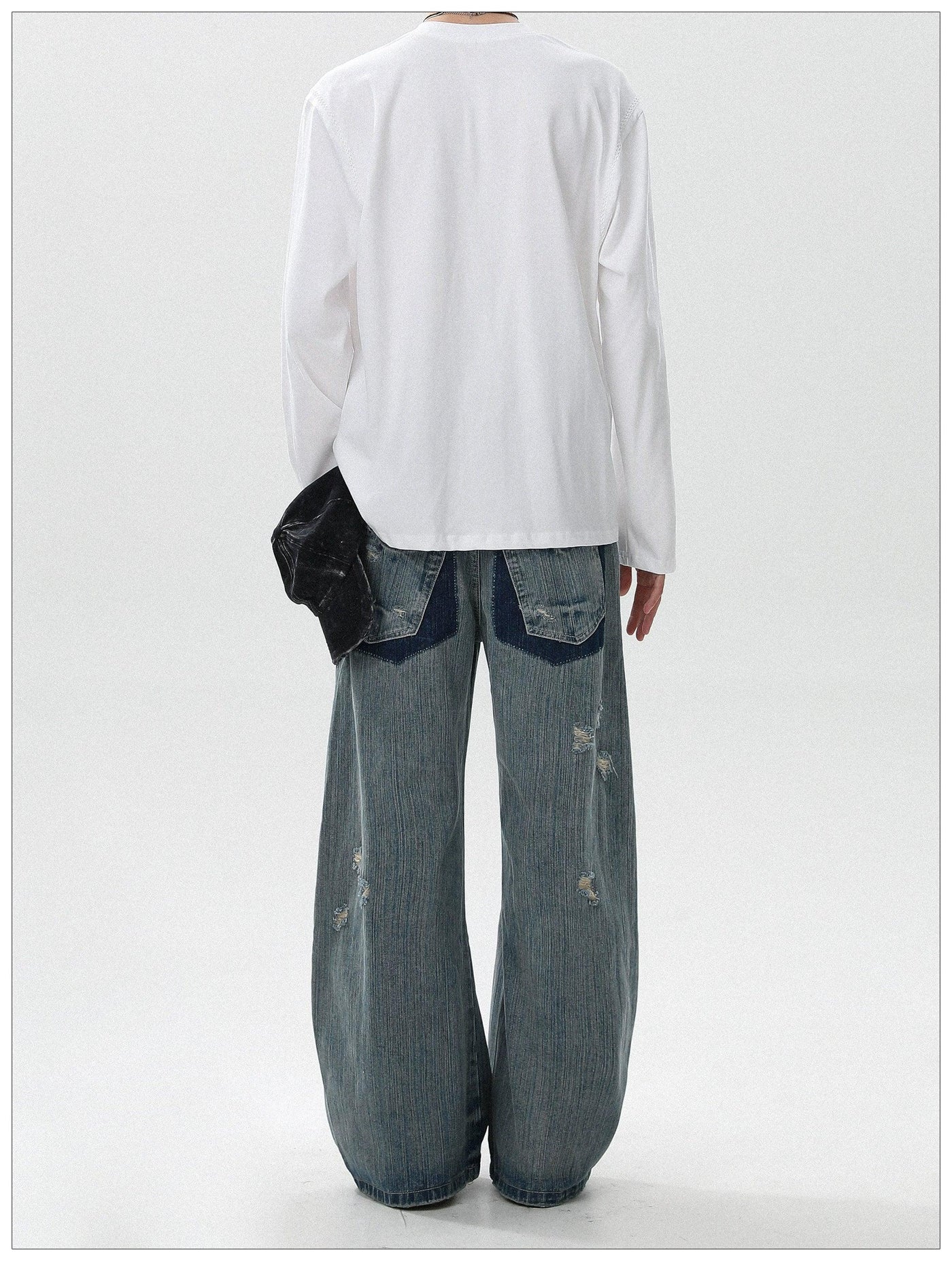 Pattern Faded Ripped Jeans