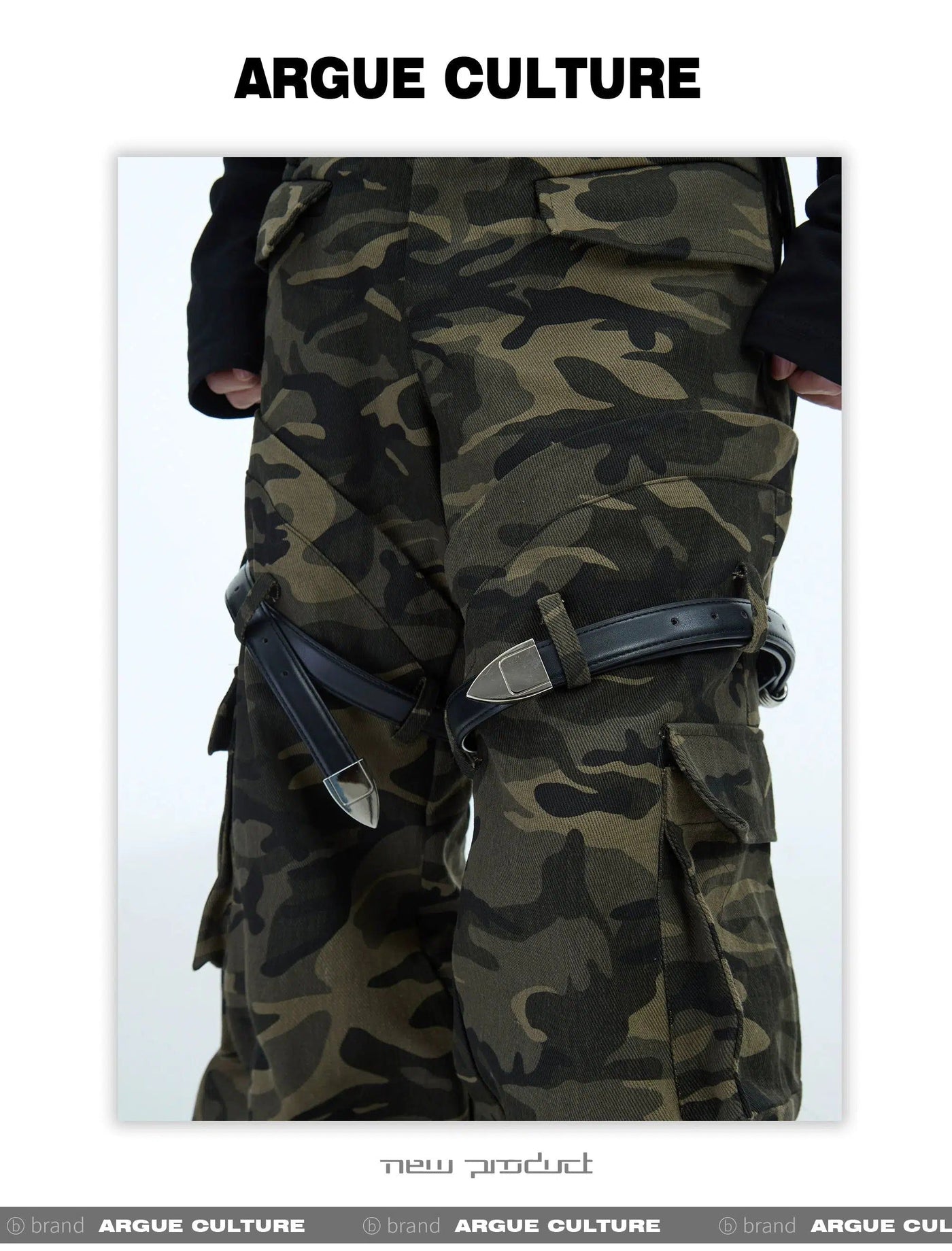 Thigh Belted Camo Cargo Pants