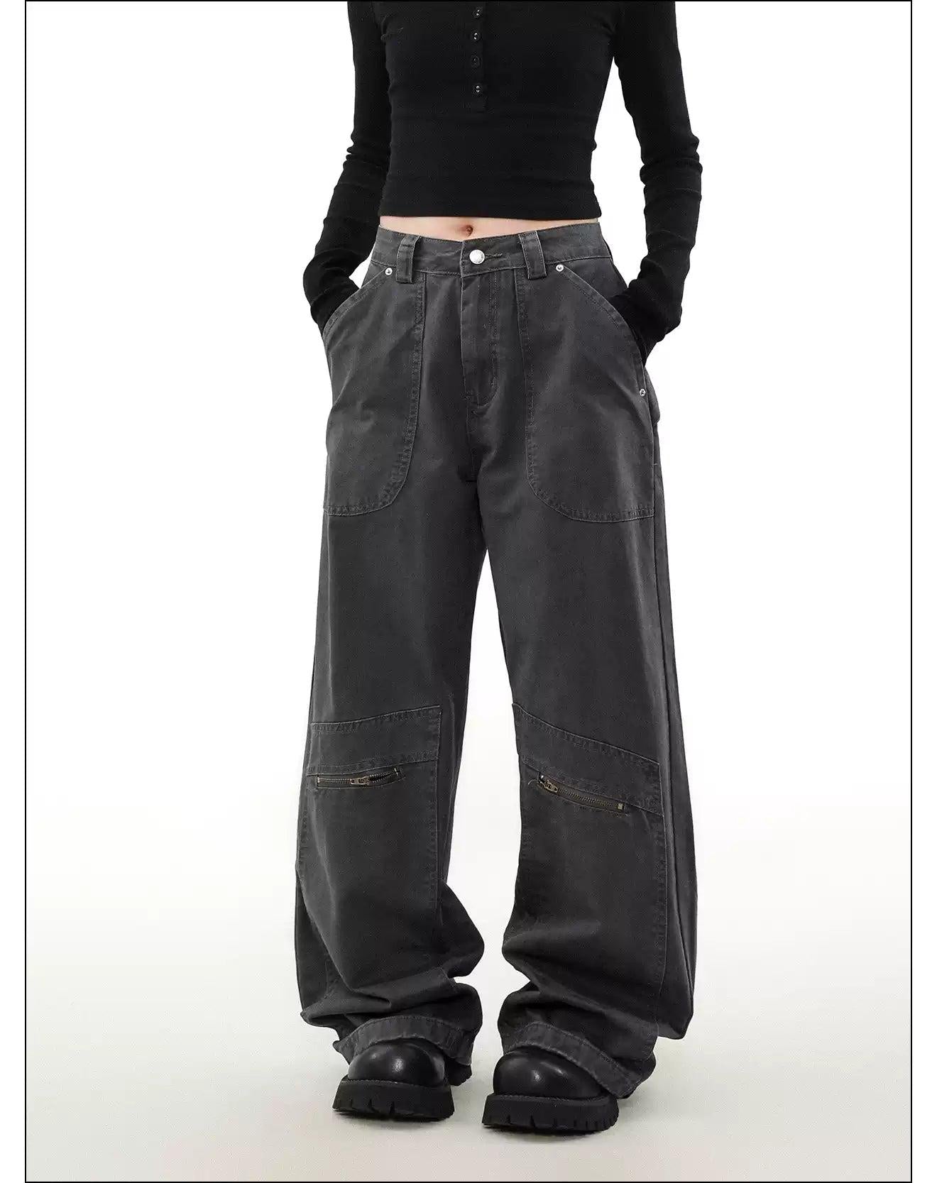Slant & Zipped Pocket Cargo Pants