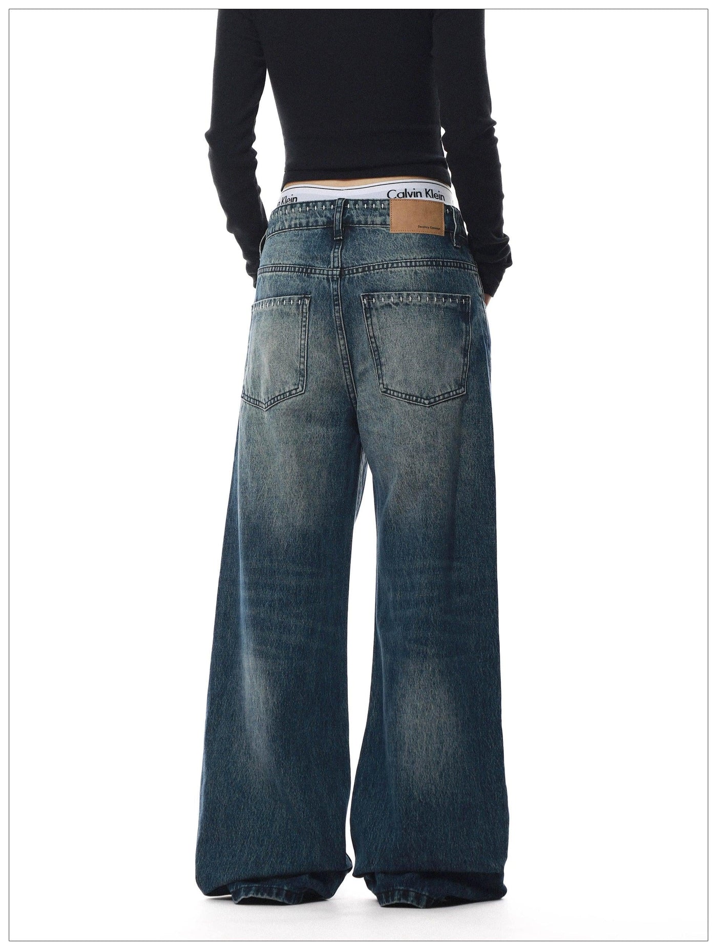 Washed Button-Down Flared Jeans