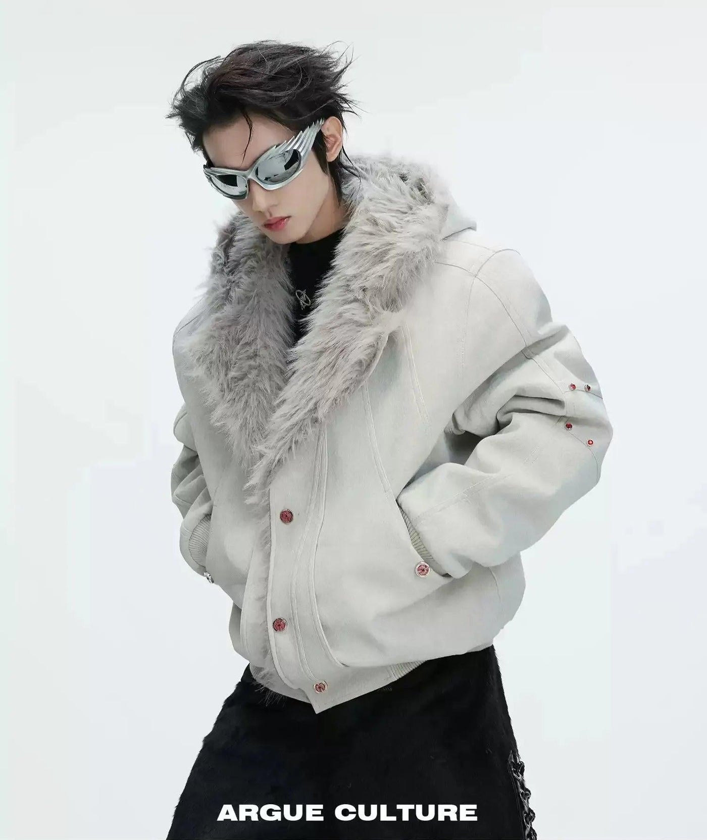 Inside Faux Fur Suede PU Leather Jacket