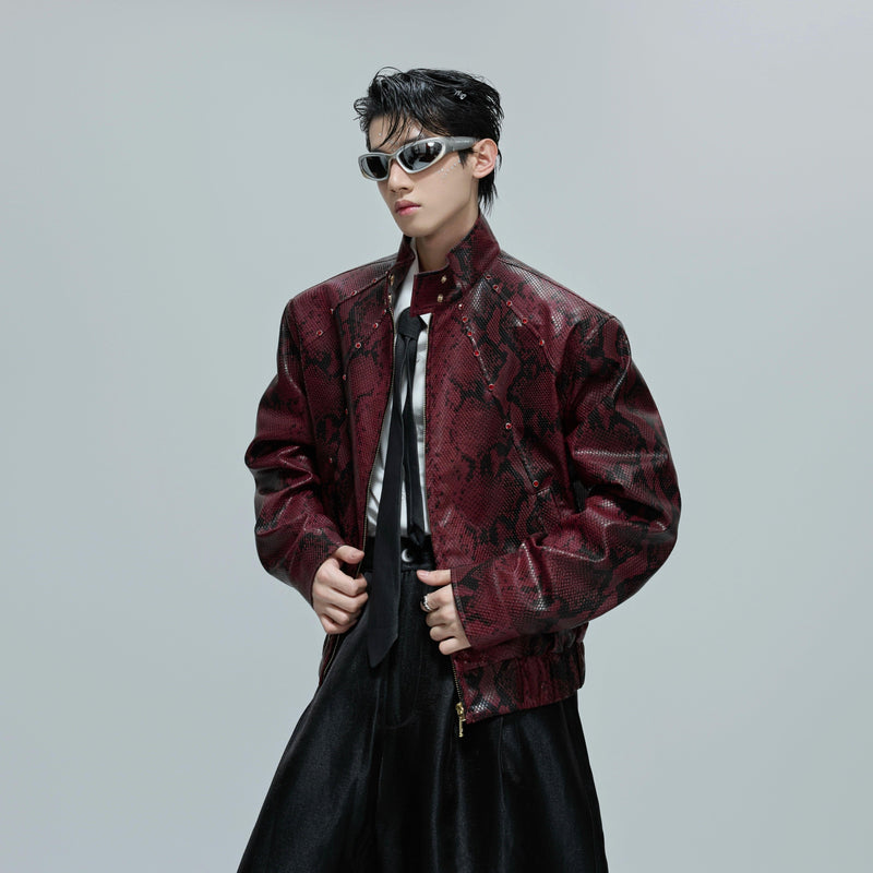 Red Rhinestoned Textured Jacket