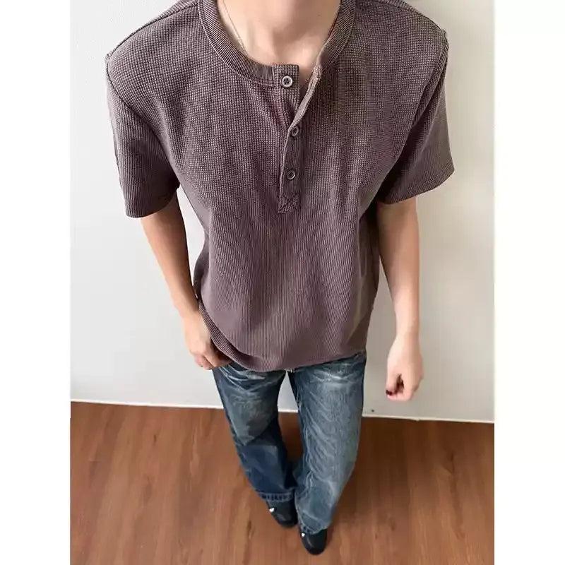 Waffle Textured Henley T-Shirt