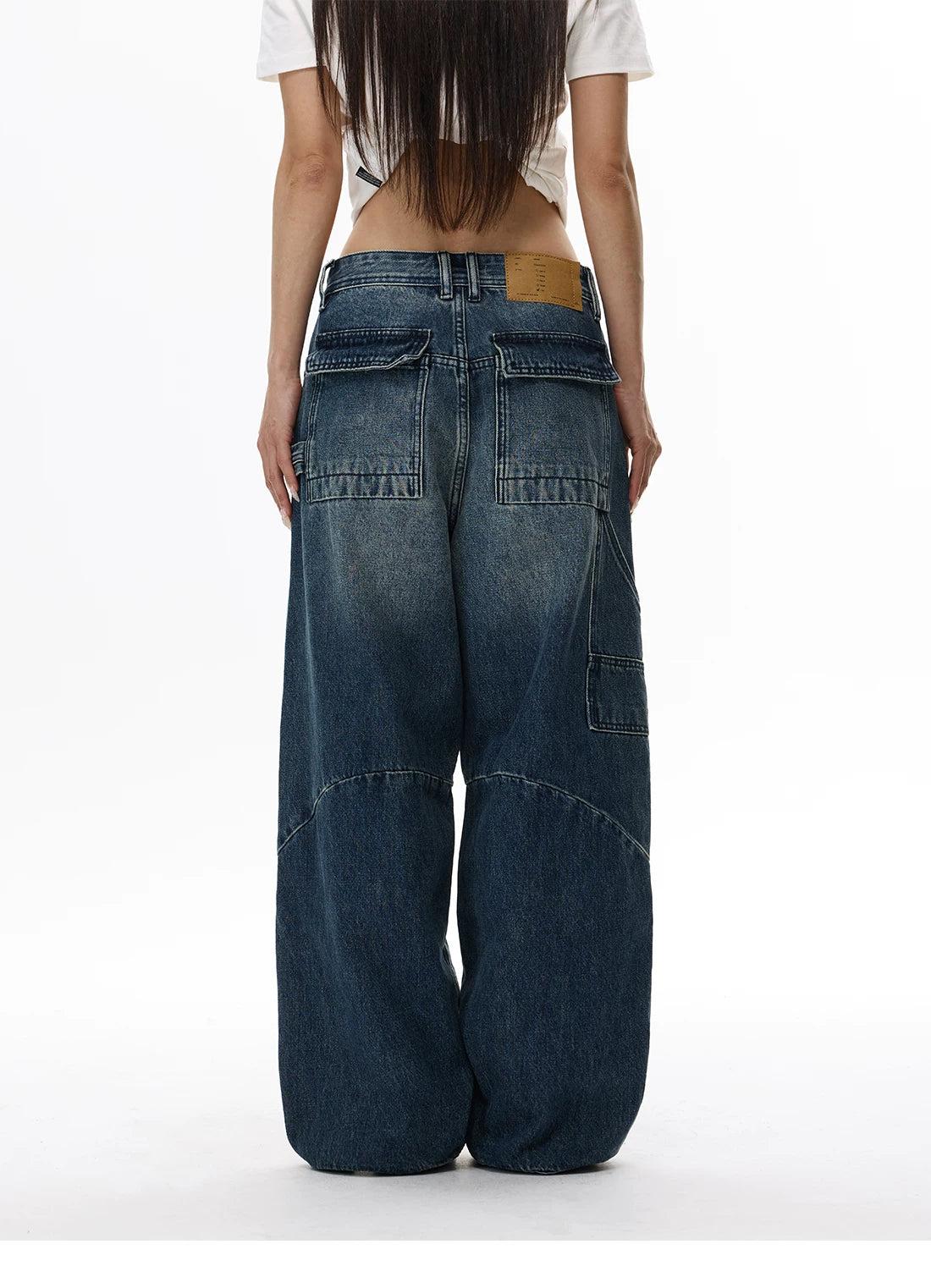 Washed Multi Seam Detail Jeans