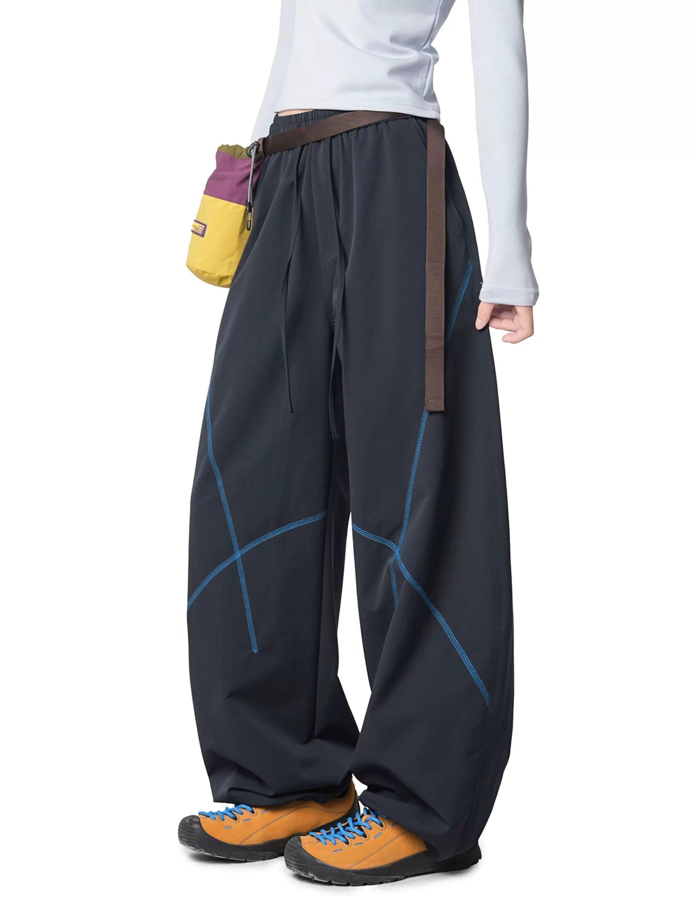 Coverstitched Wide Leg Track Pants