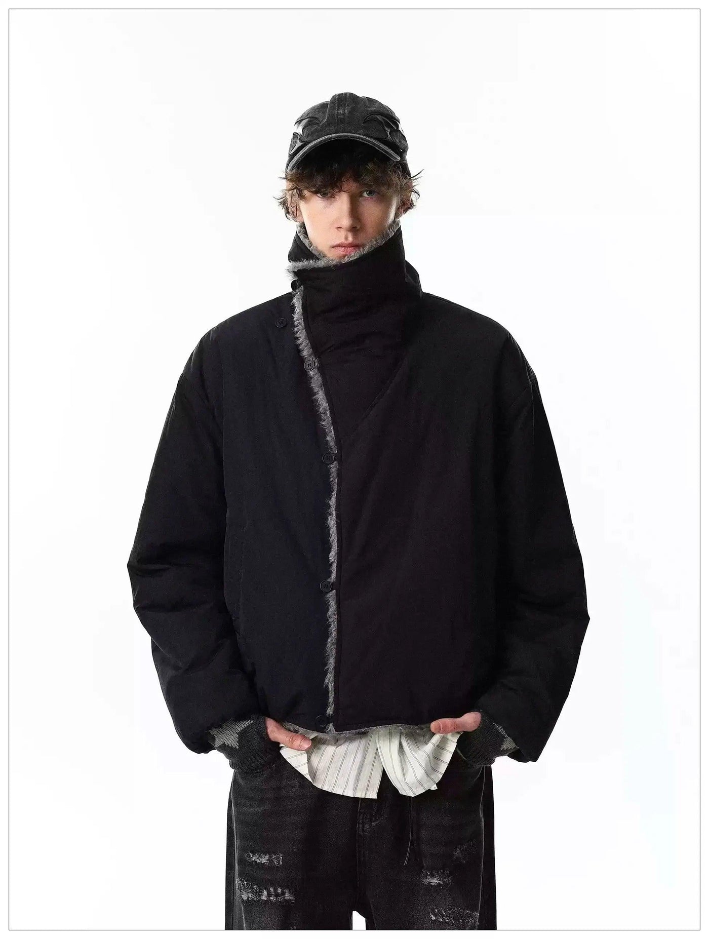 Reversible Faux Fur Lined Buttoned Jacket