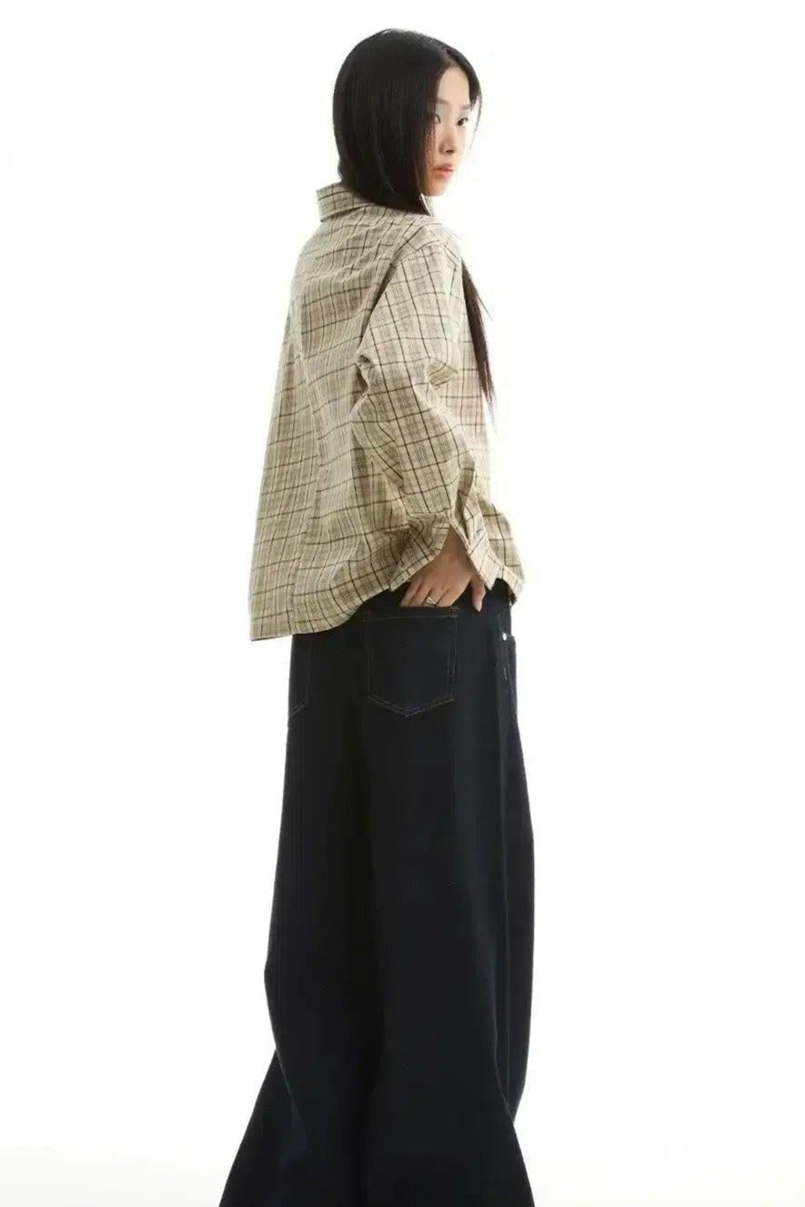 Boxy Plaid Front Pocket Shirt