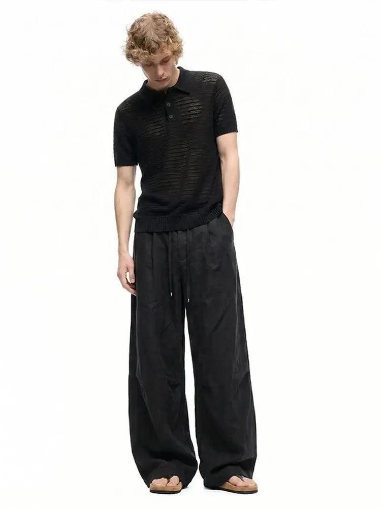 Lyocell Linen Blend Wide Leg Sweatpants