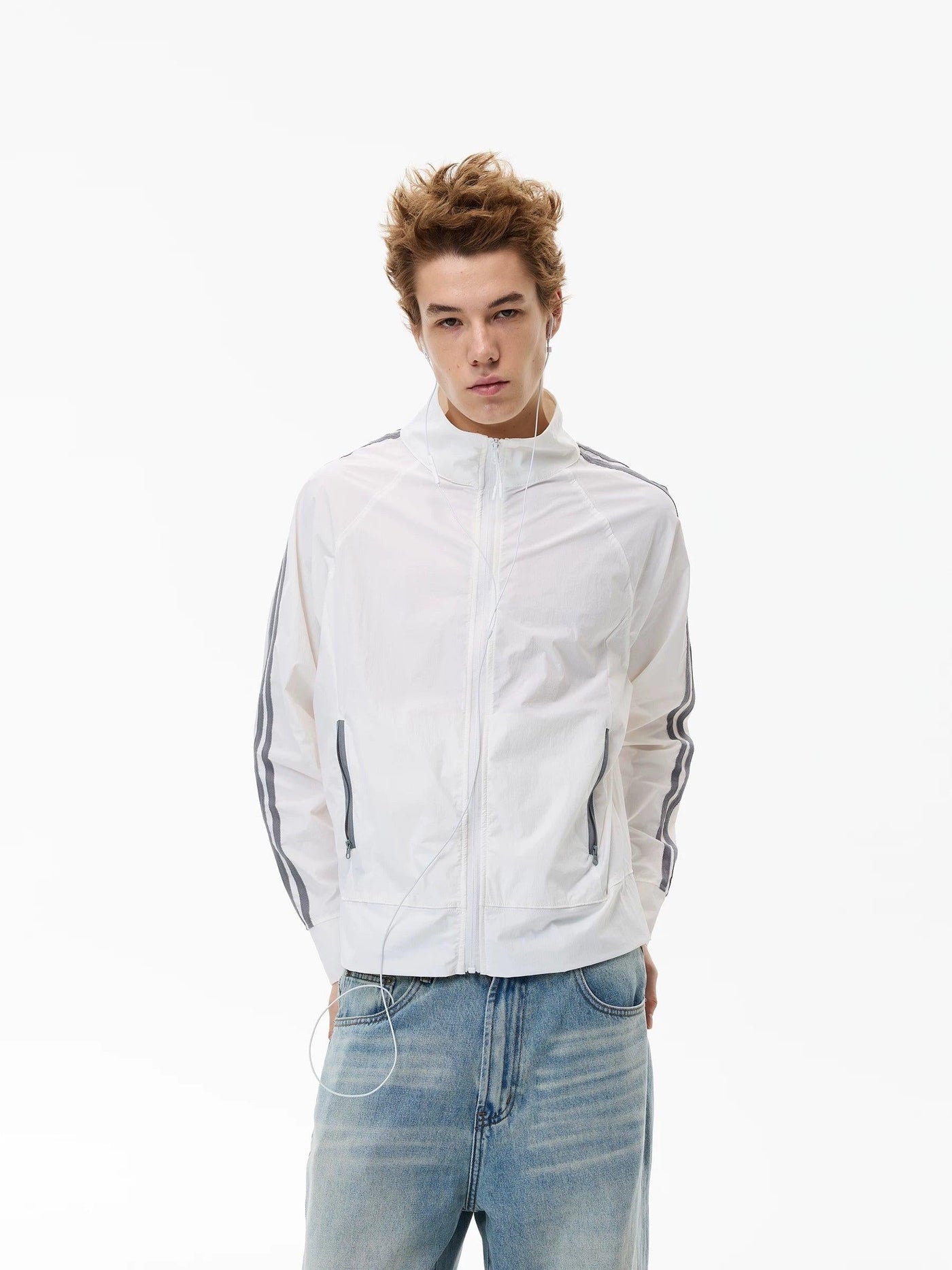 Contrast Striped Windbreaker Jacket