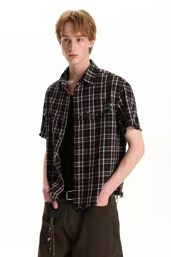 Subtle Distressed Plaid Shirt