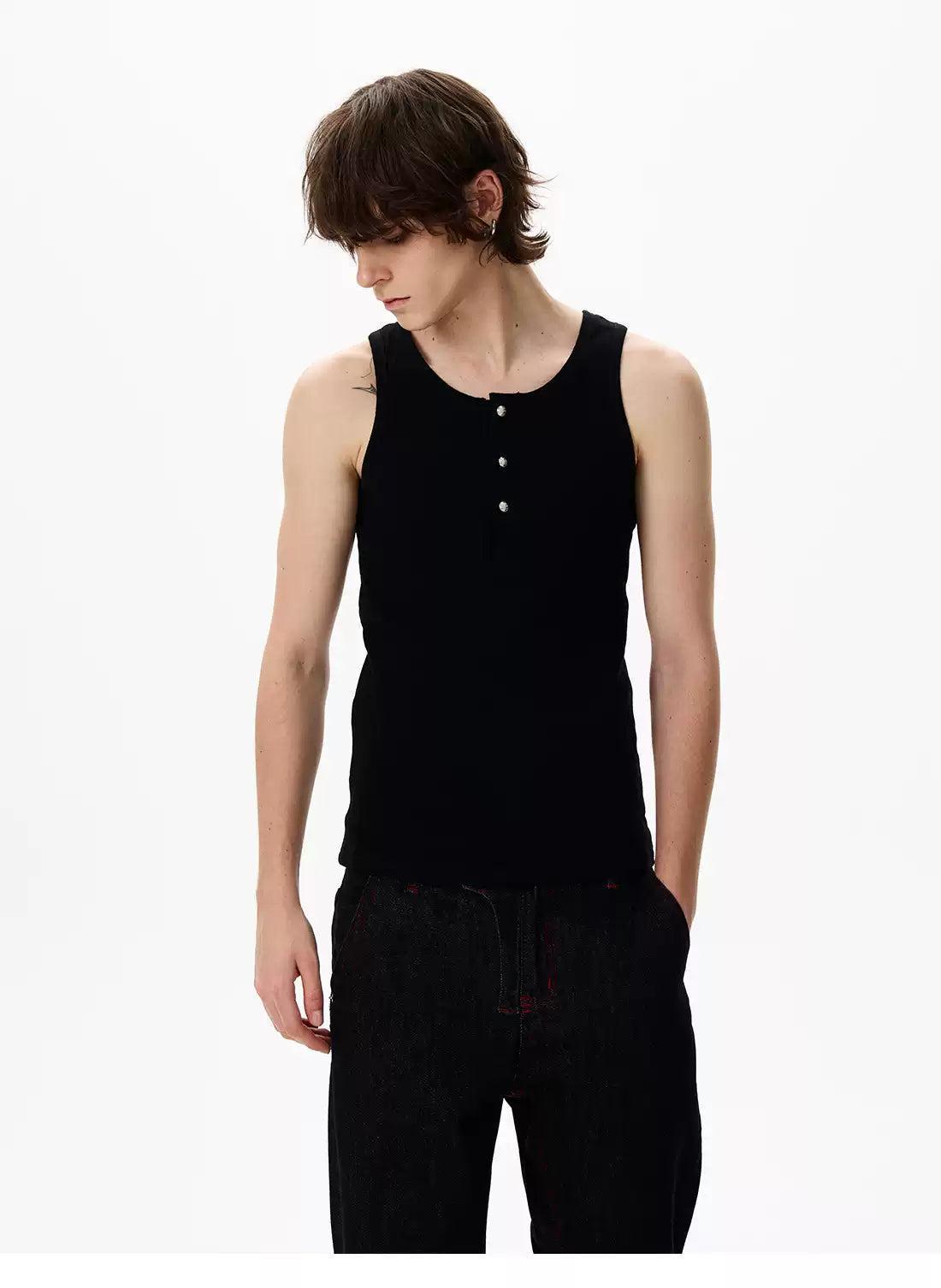 Buttoned and Ribbed Tank Top