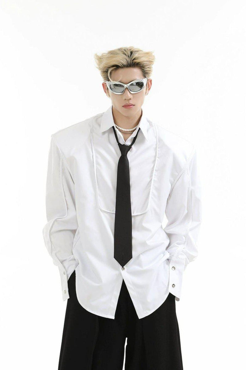 Structured Neck Tie Regular Fit Shirt