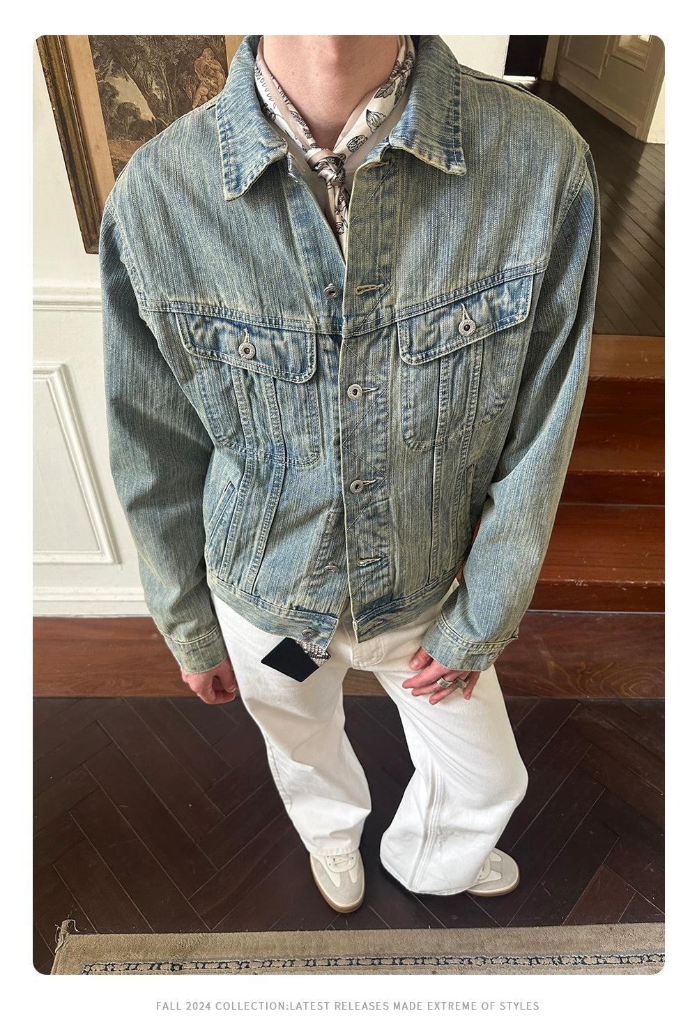Washed Tilt Pockets Denim Jacket