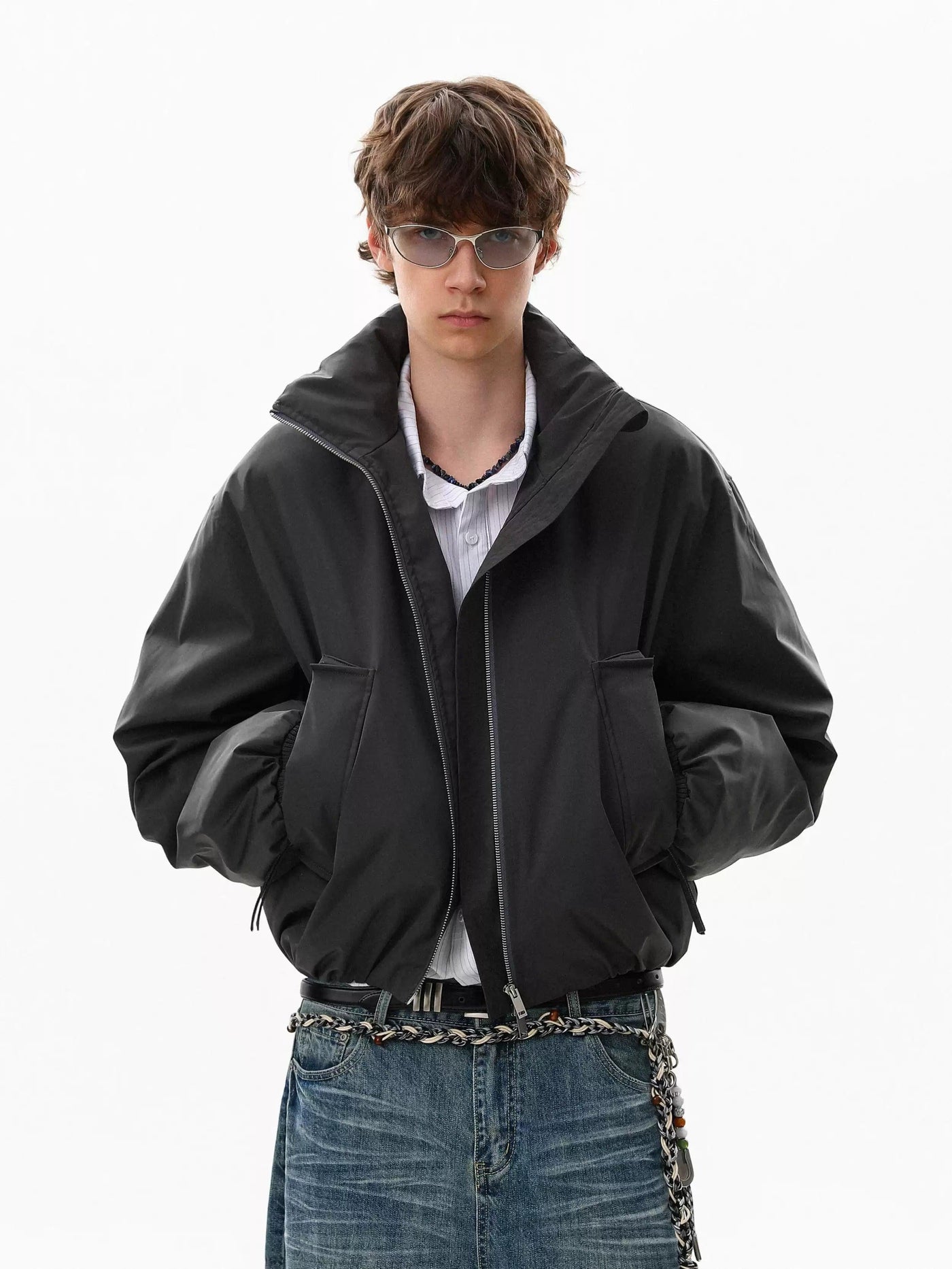 Side Pockets Zip-Up Structured Jacket