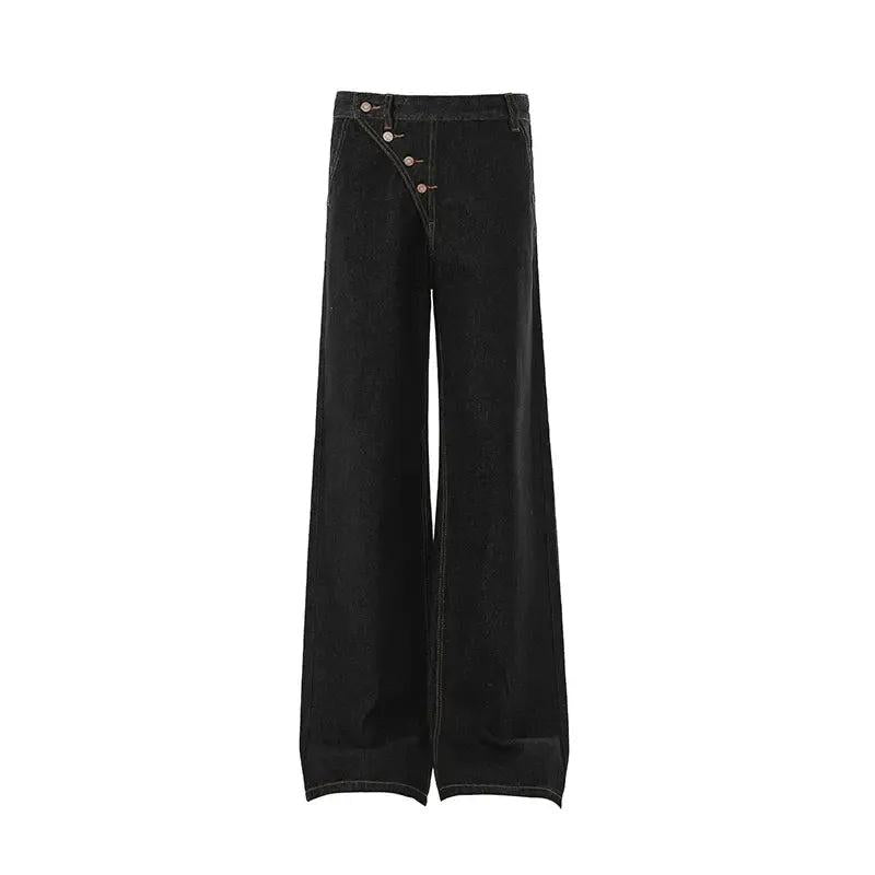 Buttoned Wide Leg Jeans