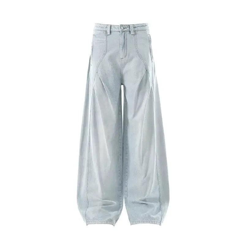 Vintage Pleated Acid Wash Wide Leg Jeans