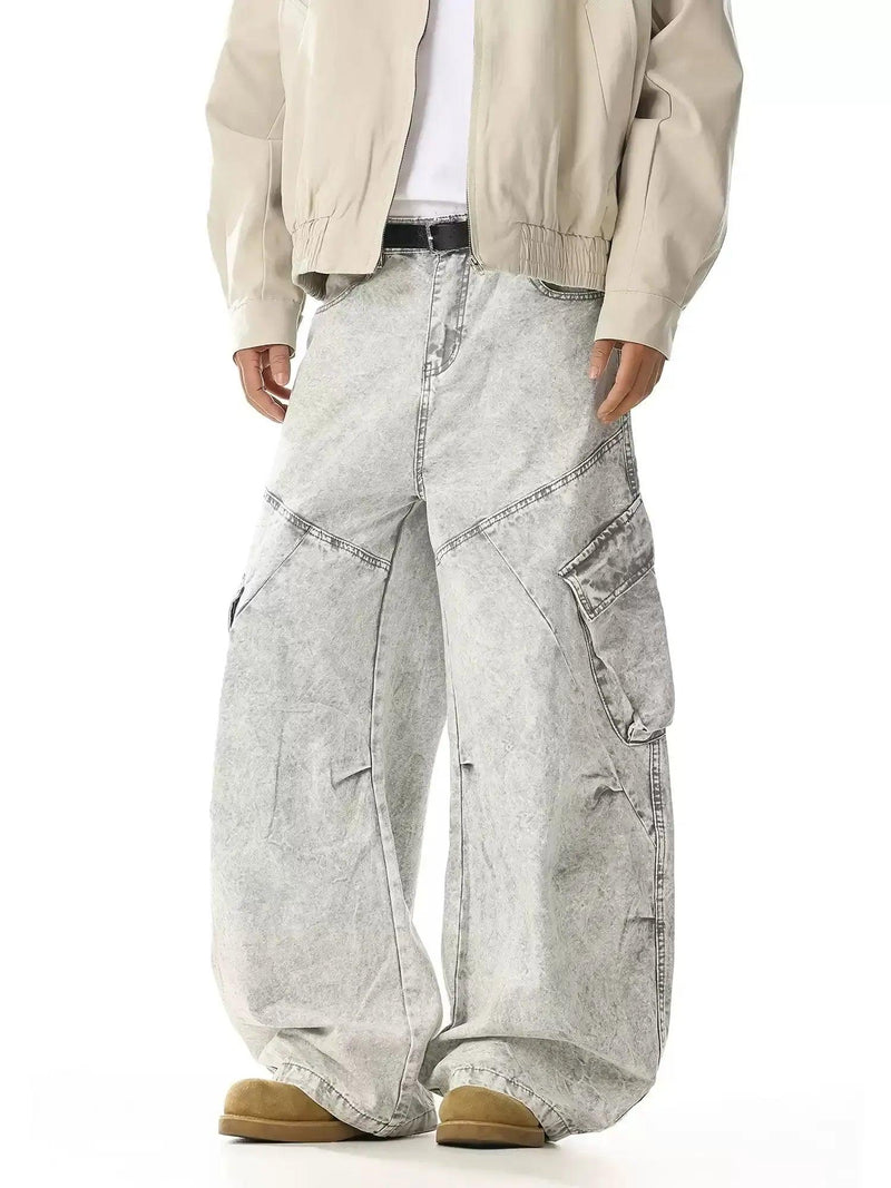 Tilt Pockets Washed Cargo Jeans