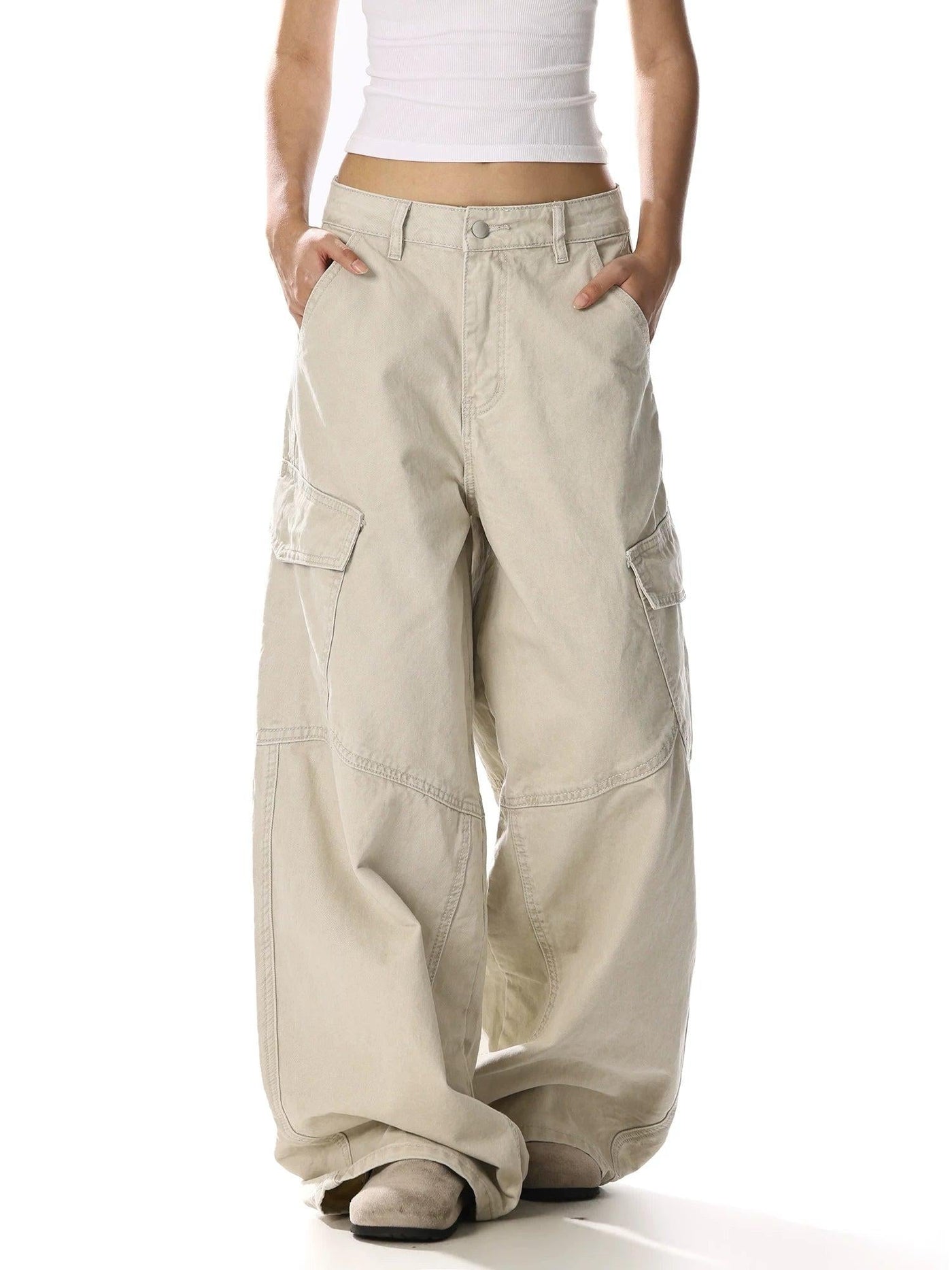 Vintage Wash Oversized Cargo Pants