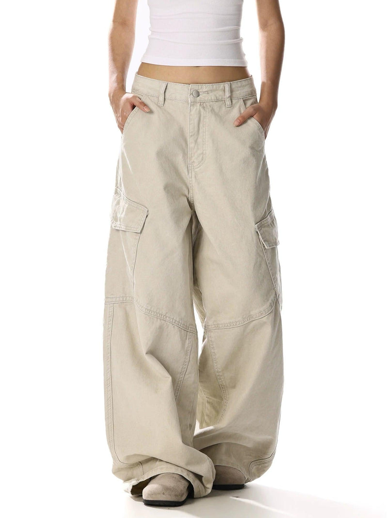 Vintage Wash Oversized Cargo Pants