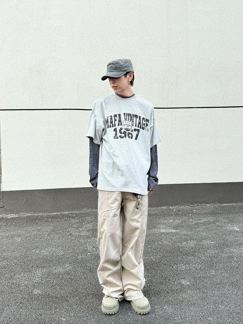 Spliced Printed L/S T-Shirt