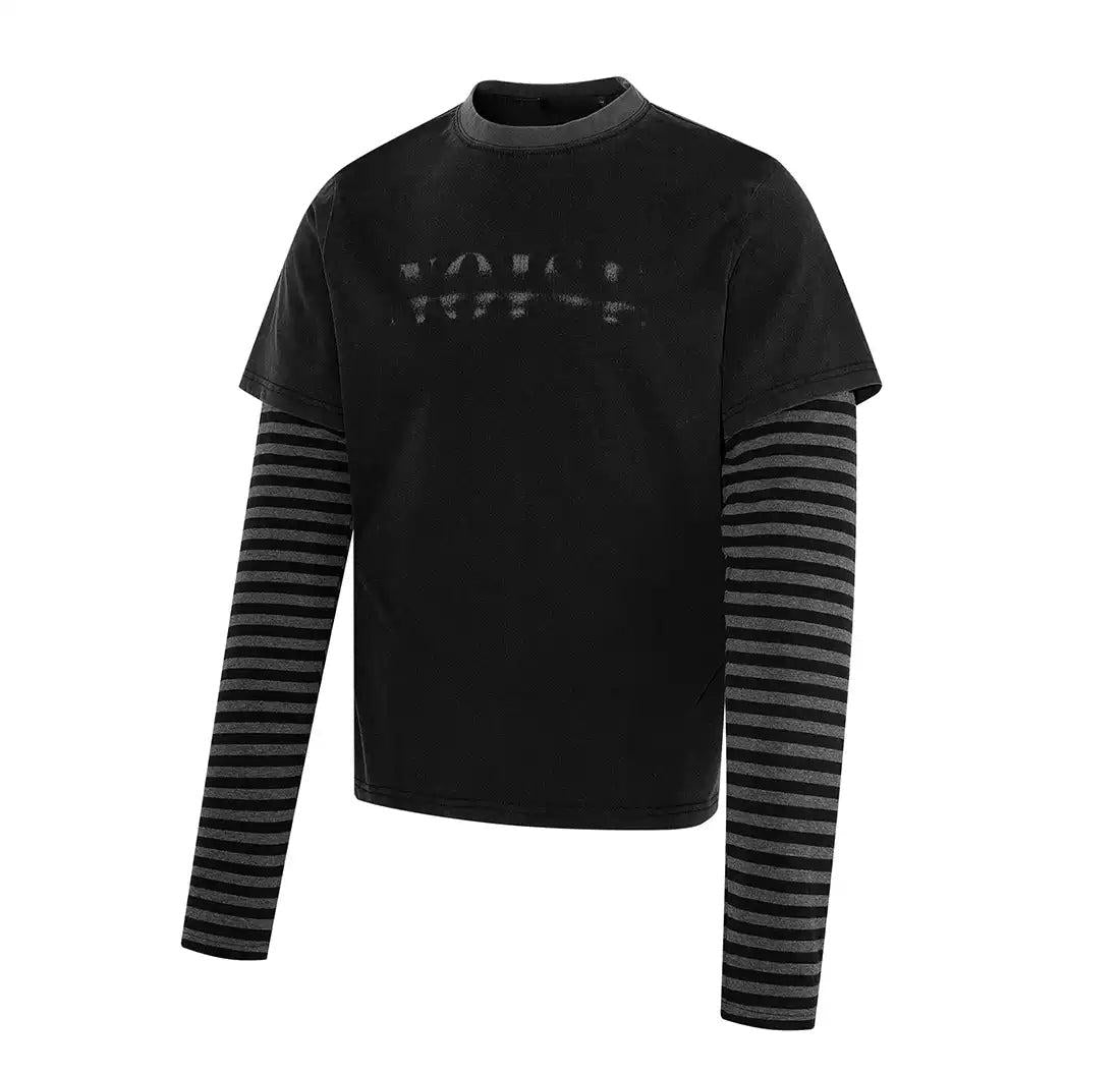 Grunge Layered Striped Long Sleeve T-Shirt
