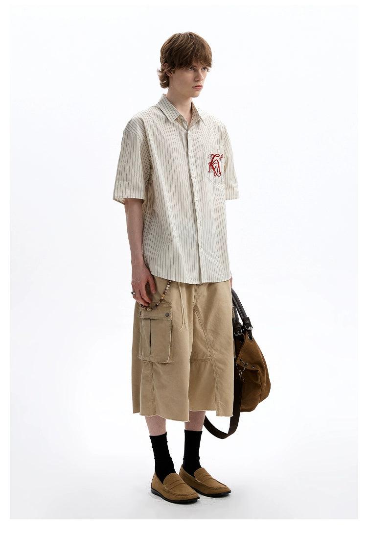 Embroidered Pocket Striped Shirt