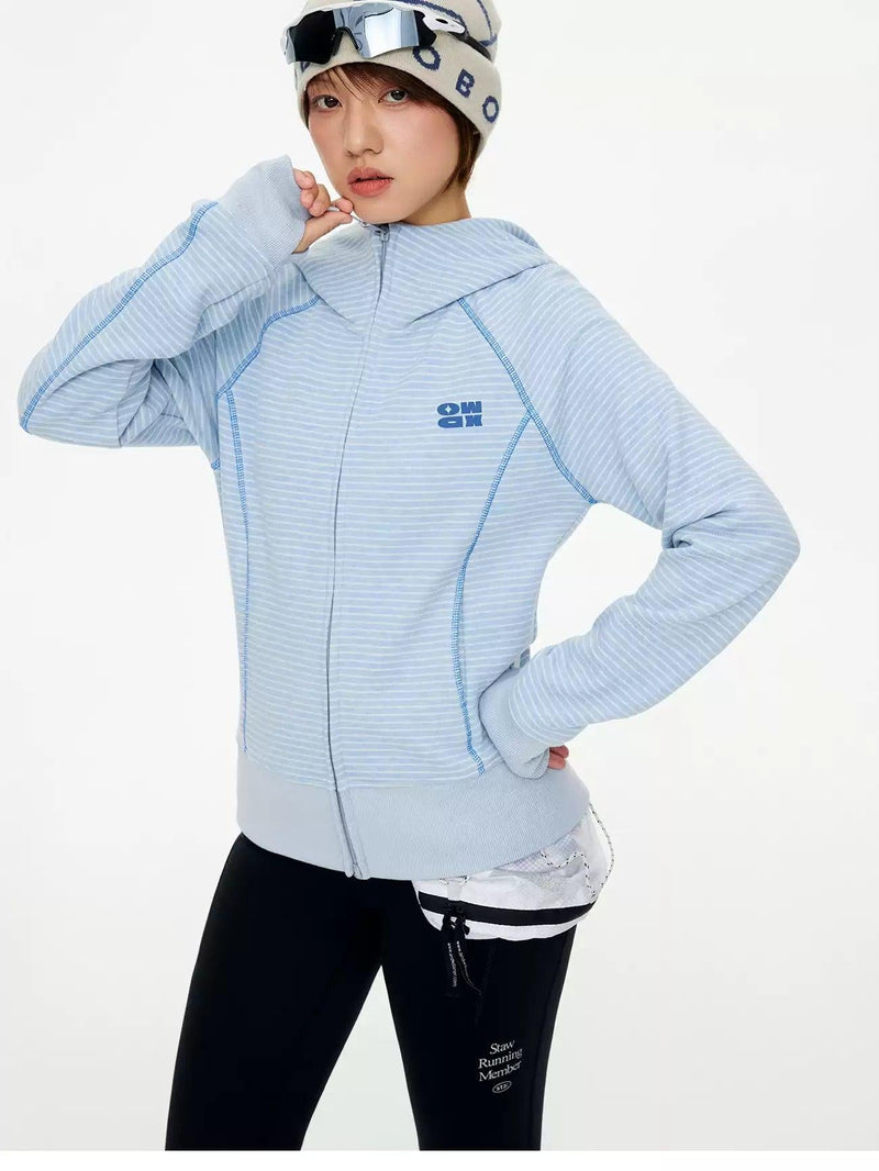 Structured Coverstitched Zip-Up Hoodie