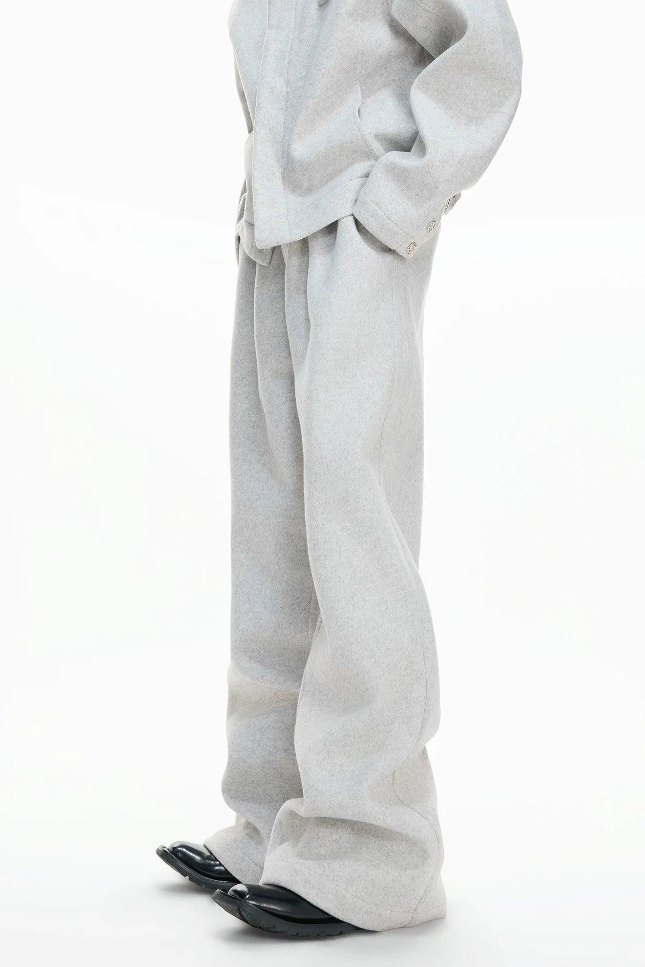 Stand Collar Strapped Jacket & Adjustable Waist Pants Set