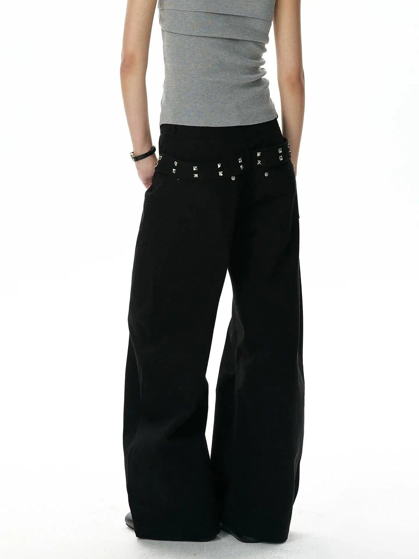 Riveted Belted Wide Leg Cargo Pants