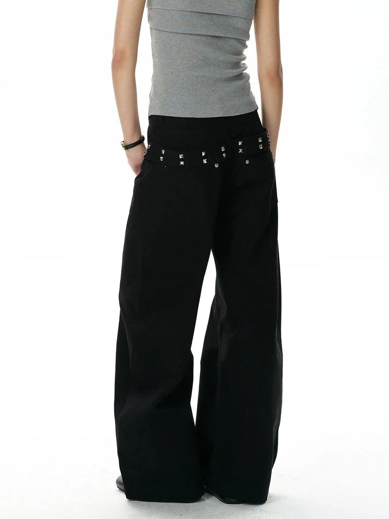 Riveted Belted Wide Leg Cargo Pants