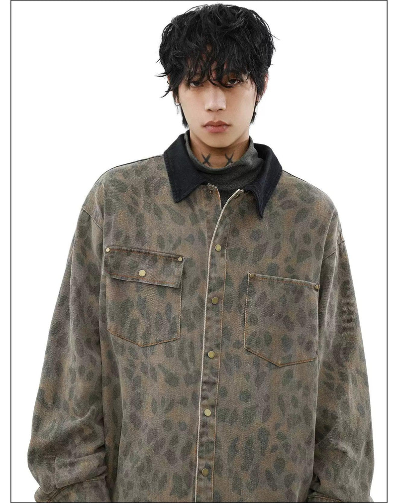 Leopard Camo Denim Shirt