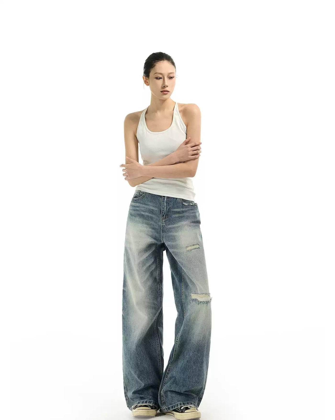 Distressed Faded Washed Jeans