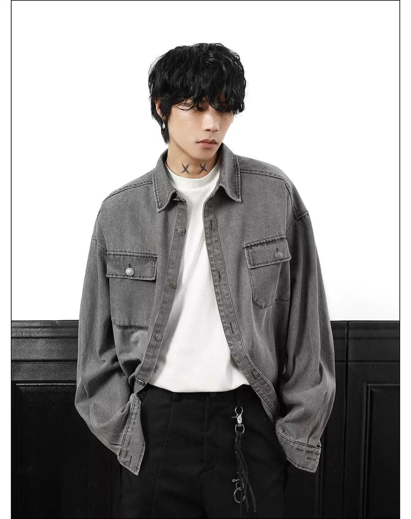 Washed Raw Edge Denim Shirt