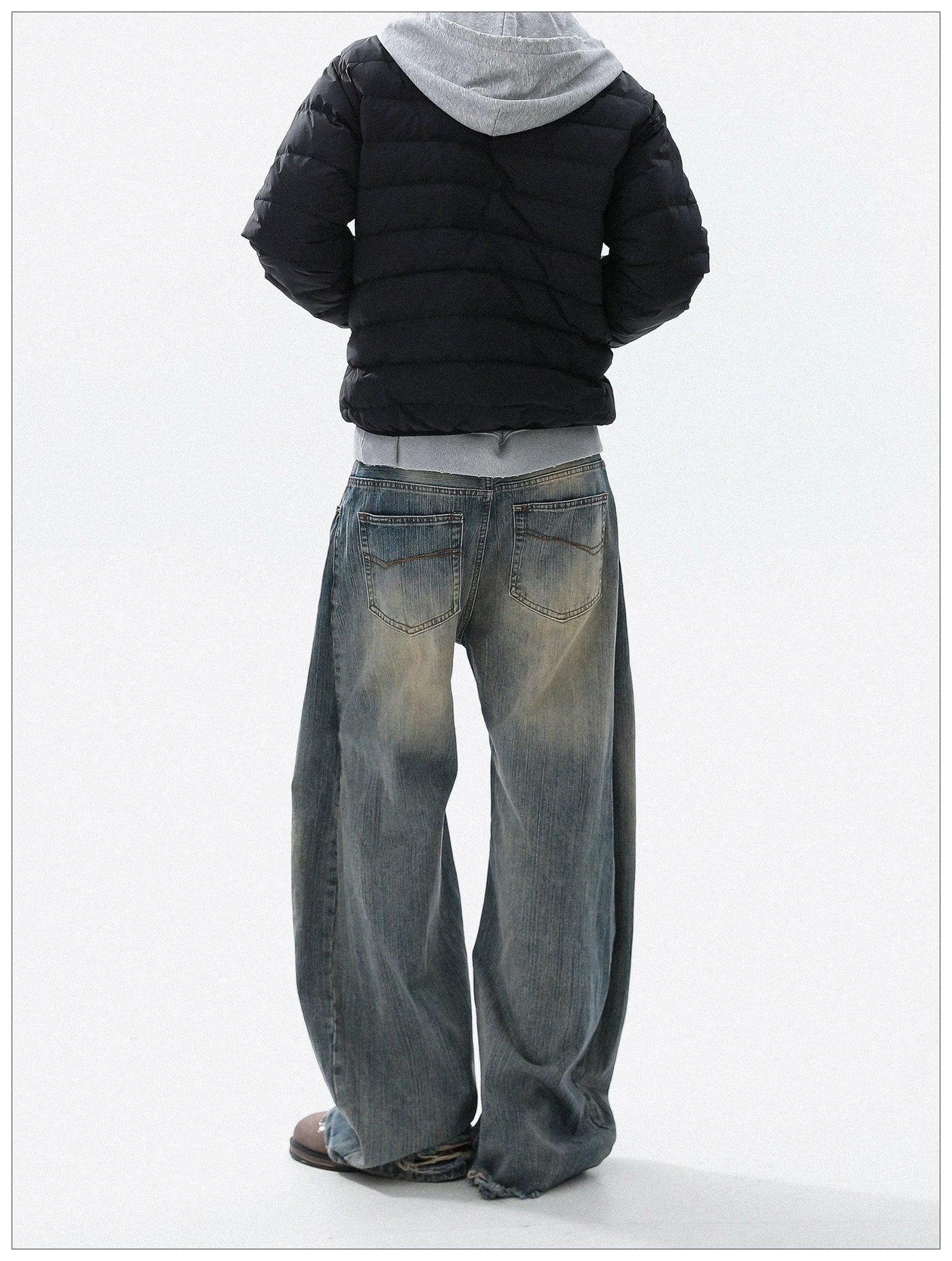 Washed Faded Straight Jeans