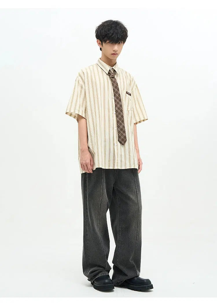 Vintage Stripes Short & Long Sleeves Shirt Set