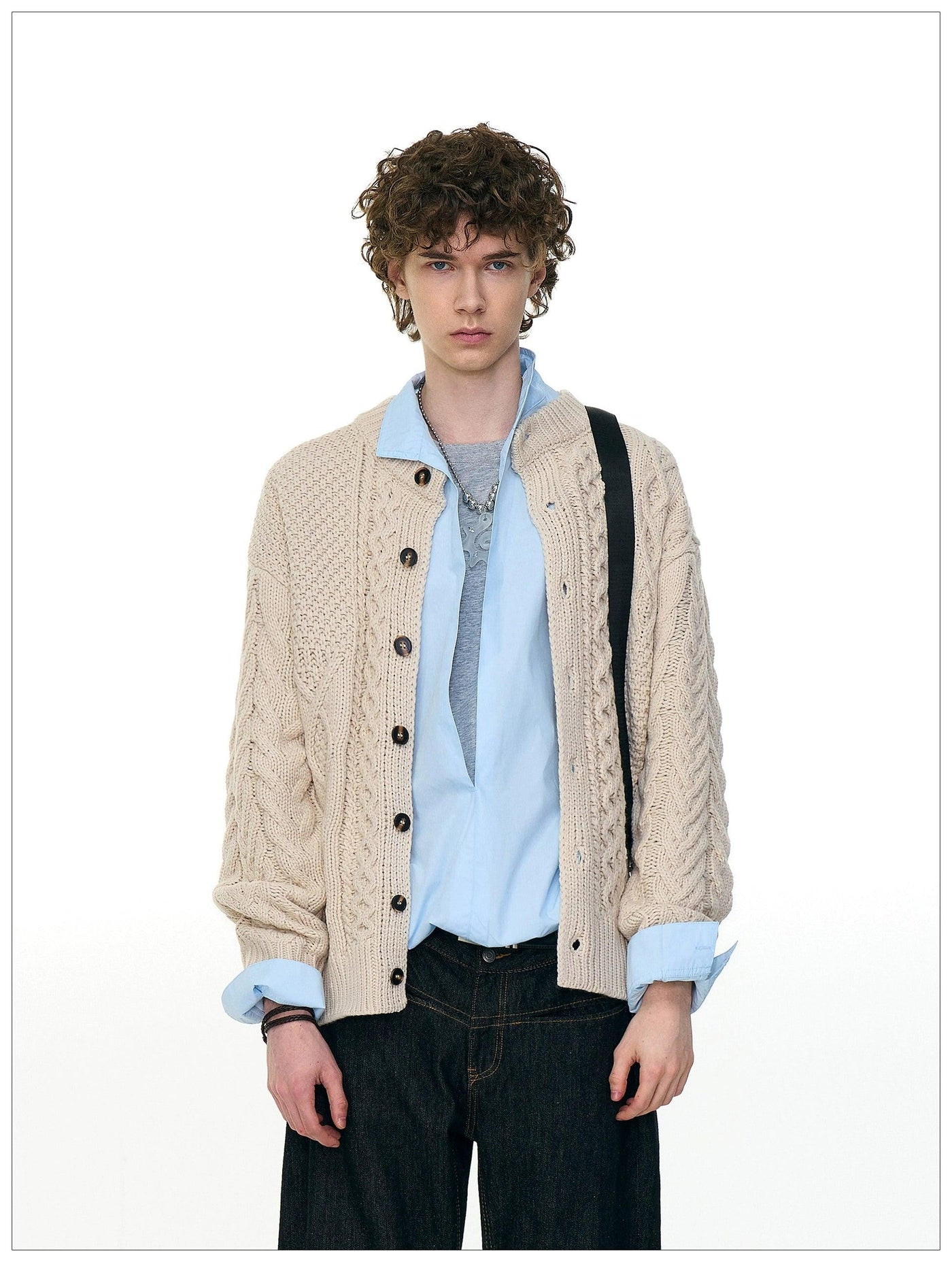 Mix Patterns Buttoned Cardigan