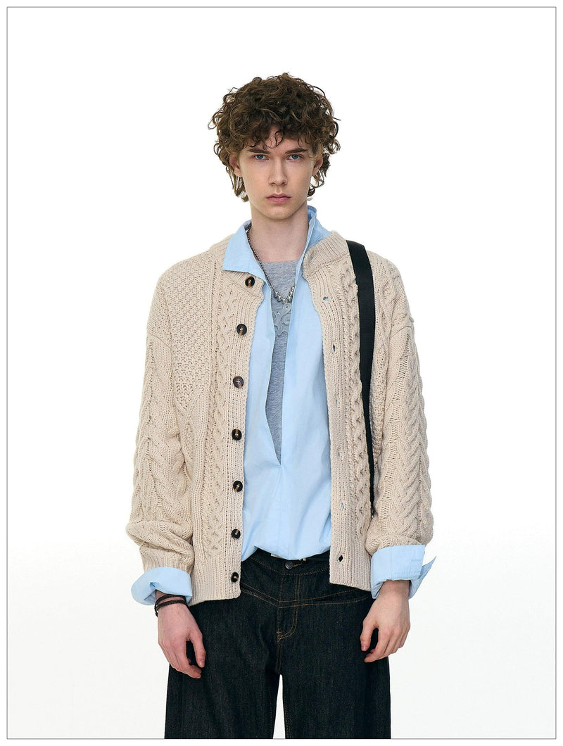 Mix Patterns Buttoned Cardigan