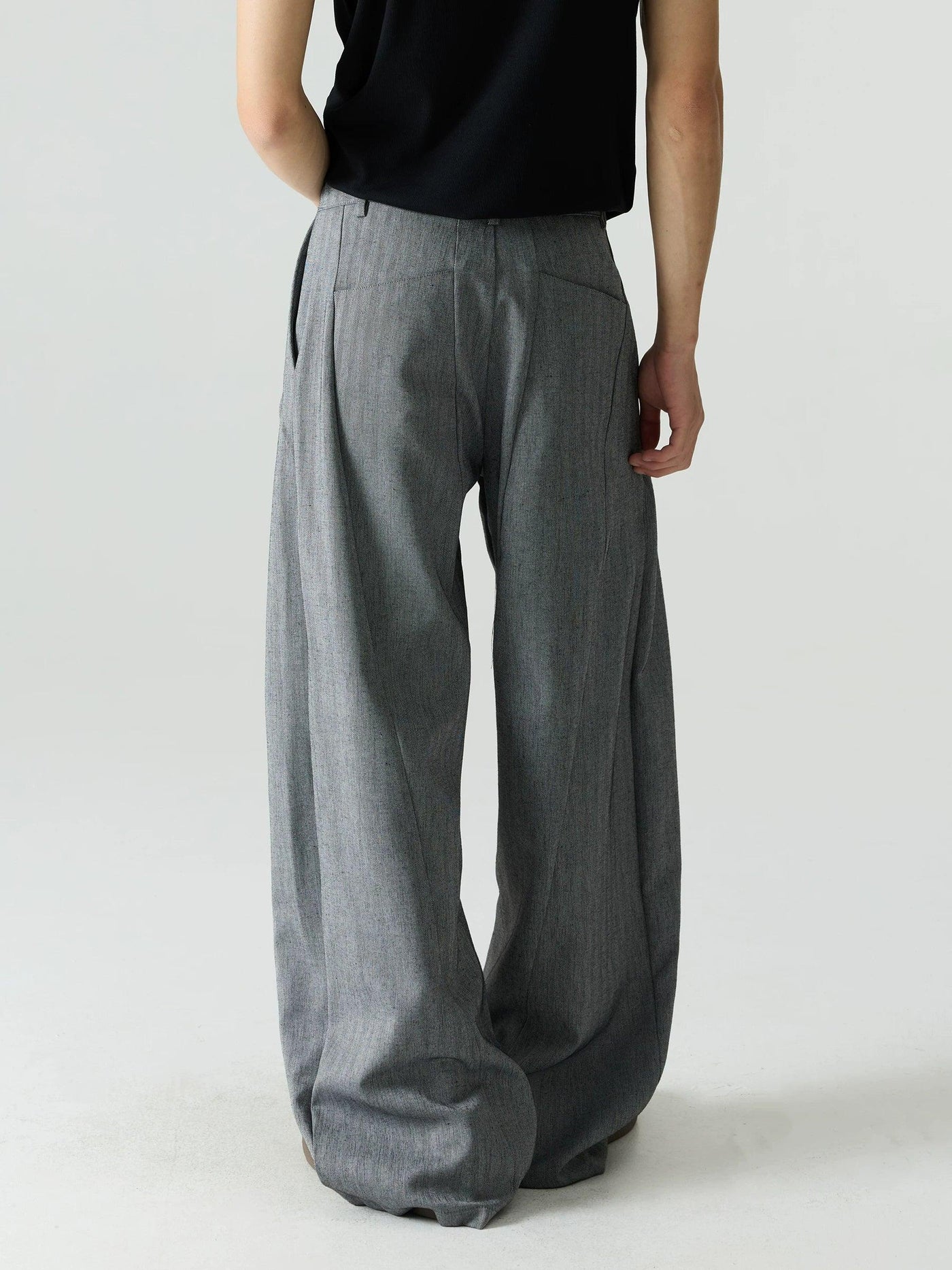 Deconstructed Curved Wide Trousers