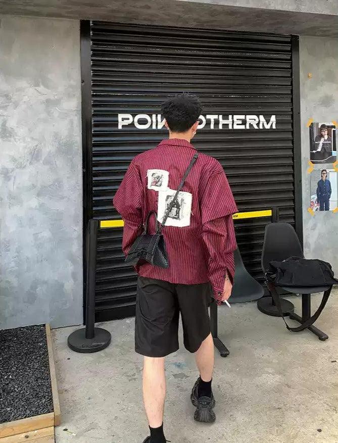 Back Patches Striped Shirt