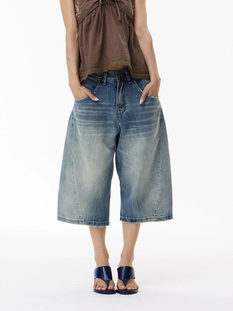 Acid Washed Denim Shorts