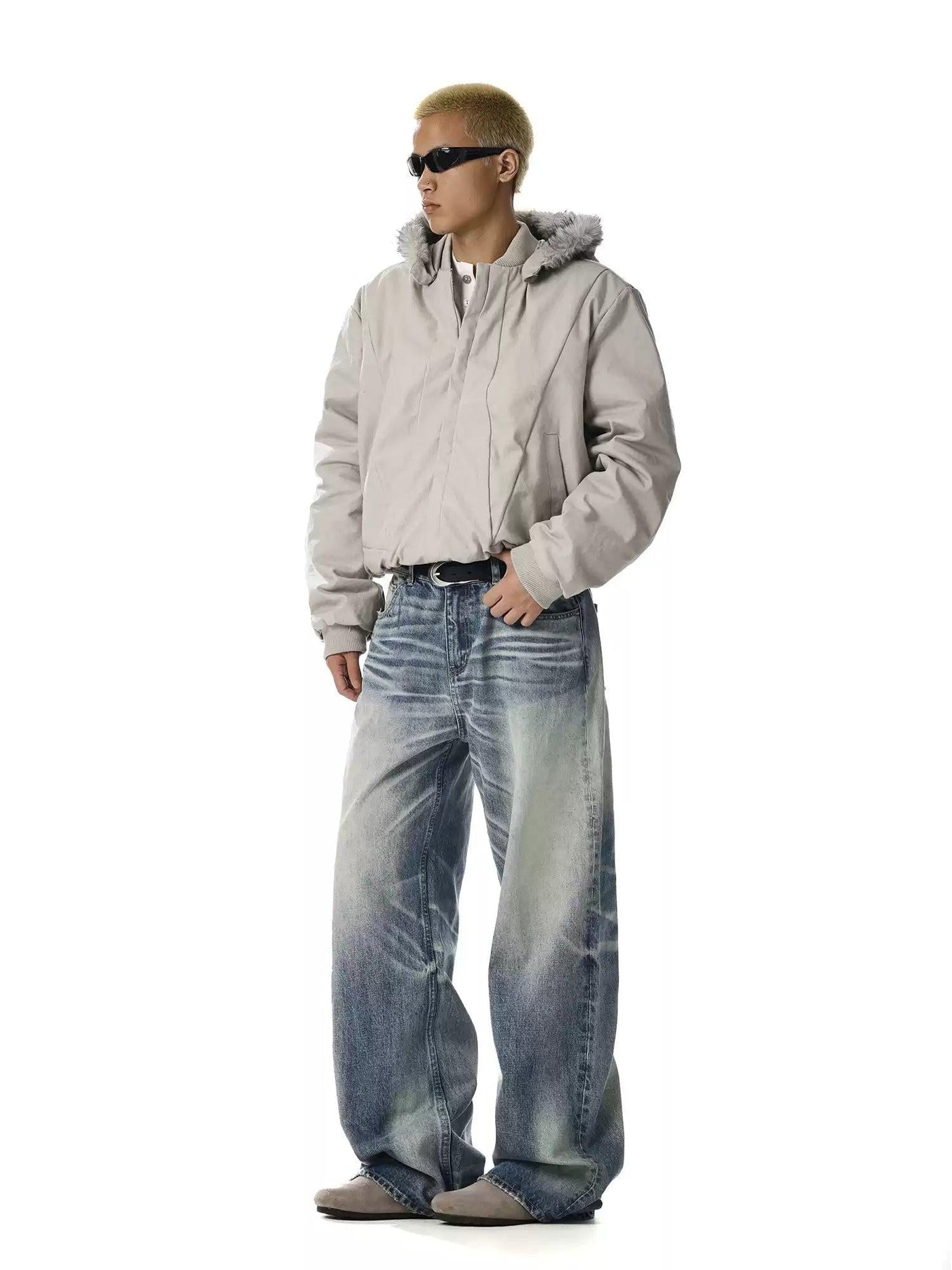 Faded Whisker Detail Jeans