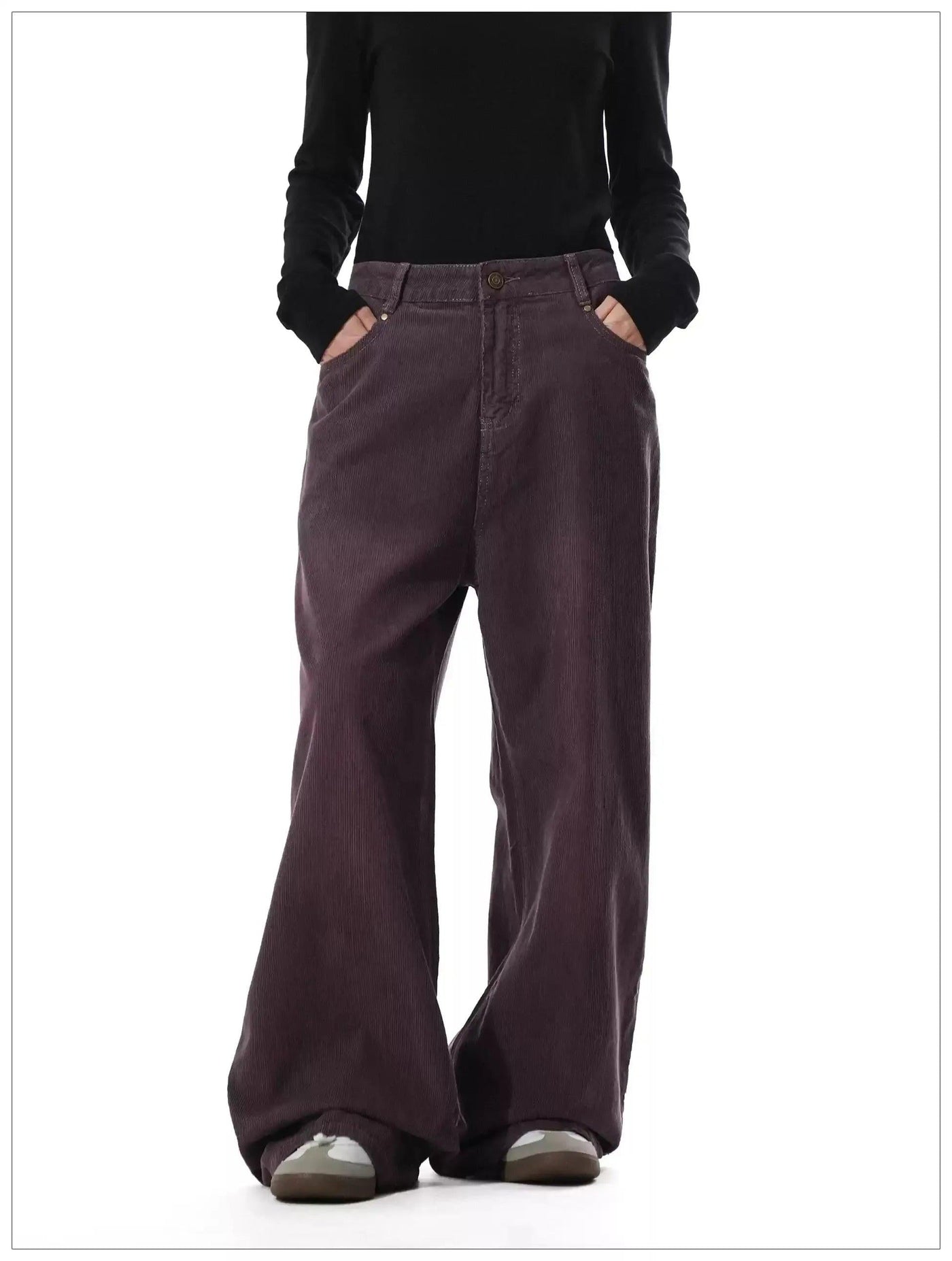 Retro Solid Color Corduroy Pants