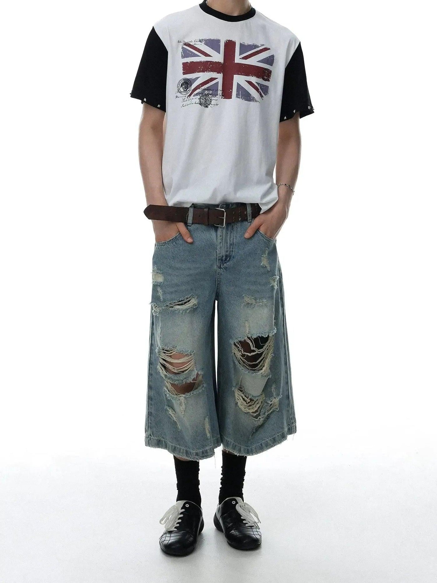 Faded Ripped Loose Denim Shorts