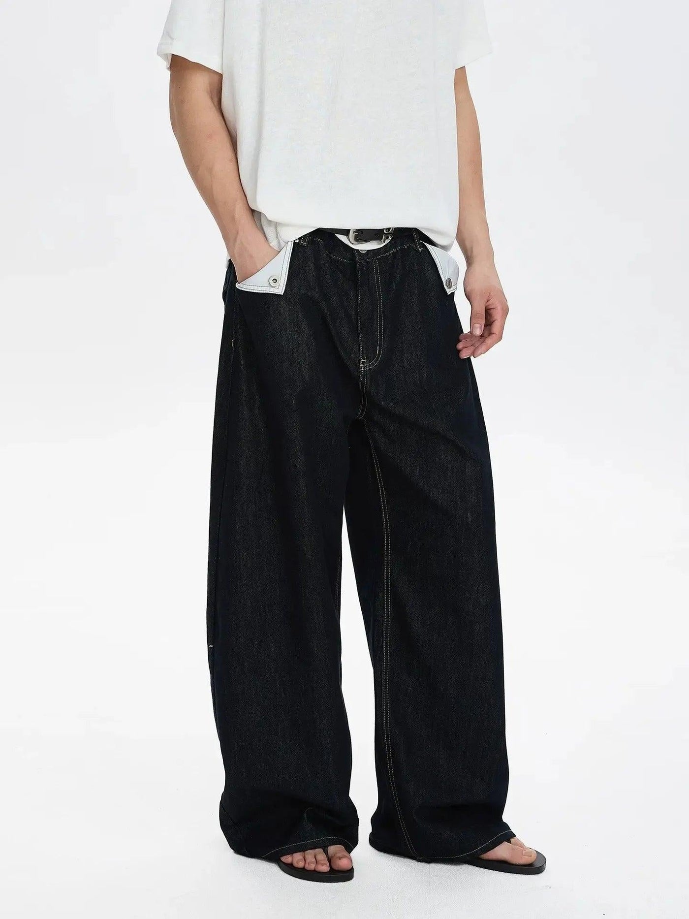 Raw Denim Wide Leg Jeans