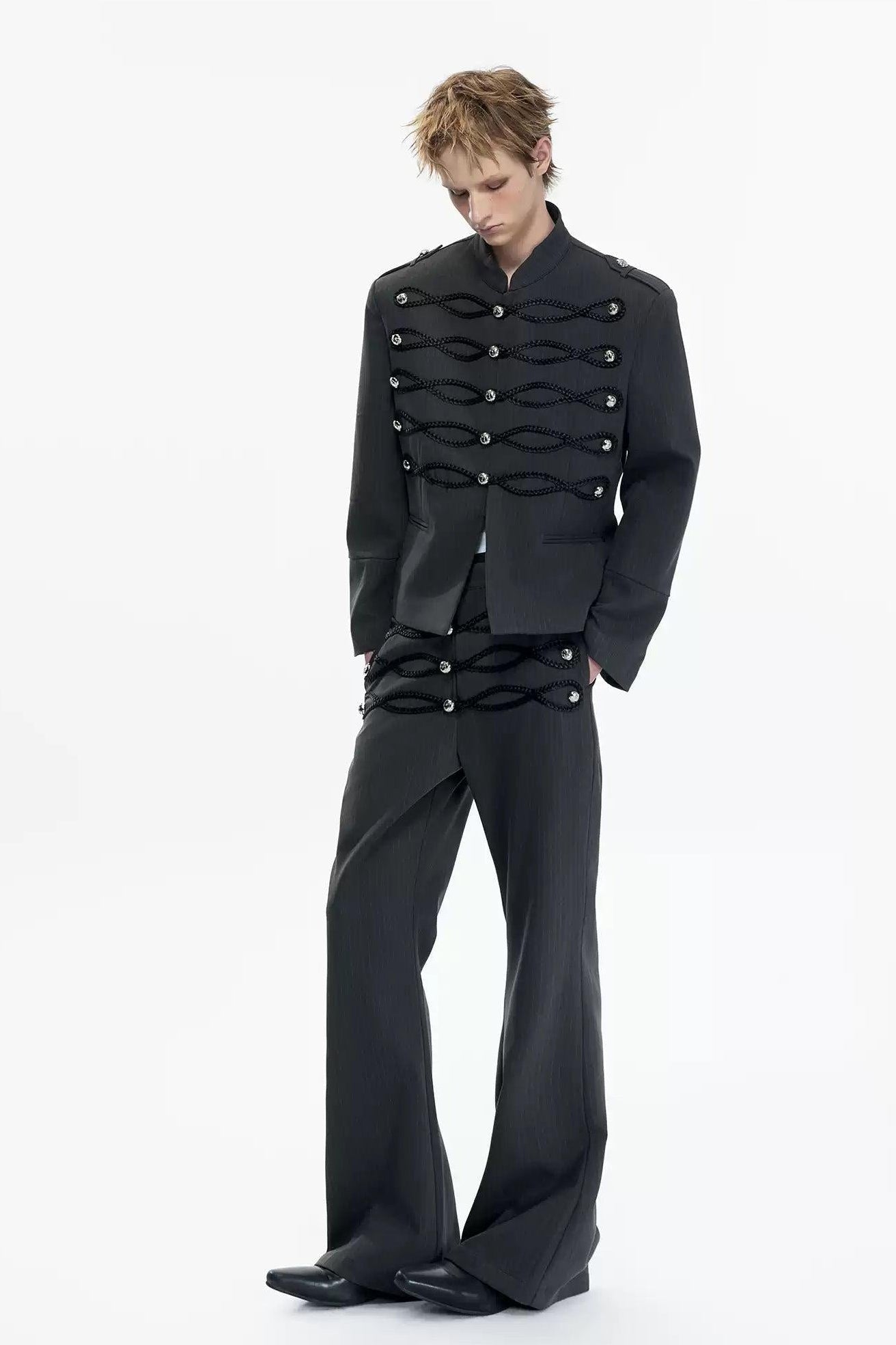 Braided Strings Blazer & Flared Pants Set