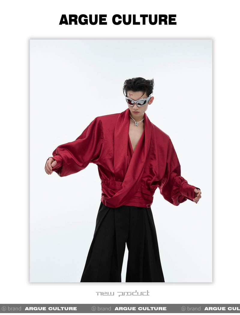 Shoulder Pad Loose V-Neck Shirt