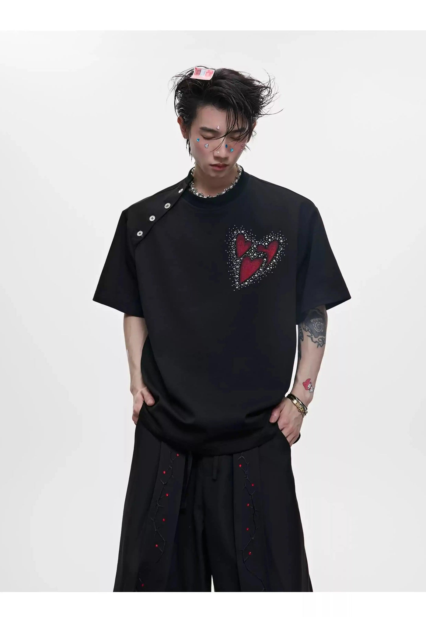 Irregular Neckline Print T-Shirt