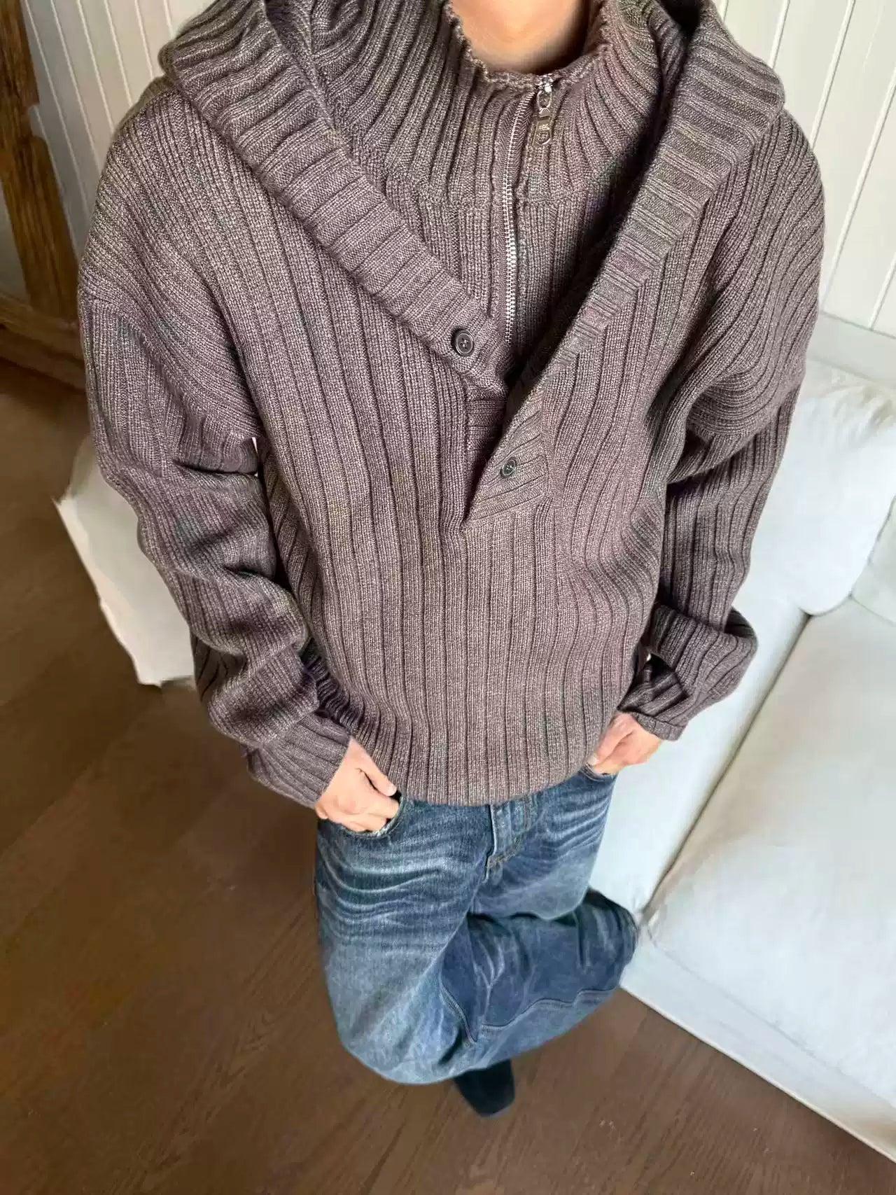 Layered Zip-Up Lined Hooded Sweater